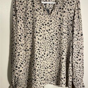 Doublju Boutique Floral Print V-Neck Blouse
